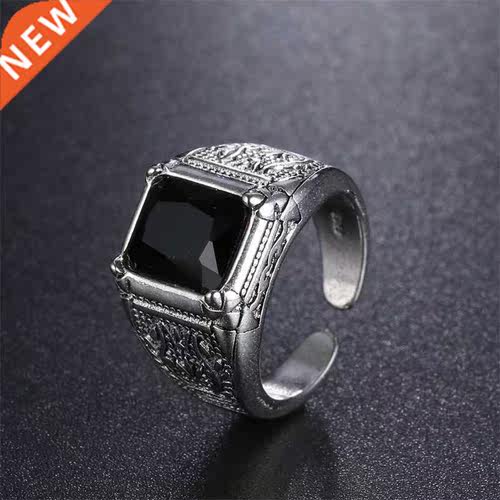 High Quality Black Crystal Retro Flower 925 Sterling Silver