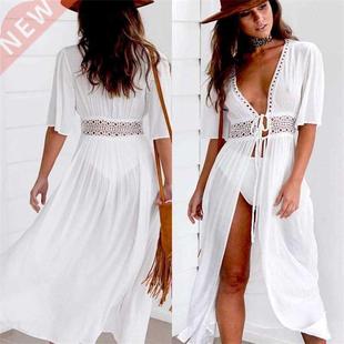 Summer Women Beach Dress Female Solid Bikini Cover Ups Short