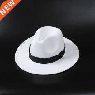 Winter Fedoras Hat Men Felt Classic Jazz Hats Floppy Women C