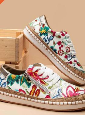 Zapatillas Mujer 2021 Lace Up Print Flats Women Non Slip Fas