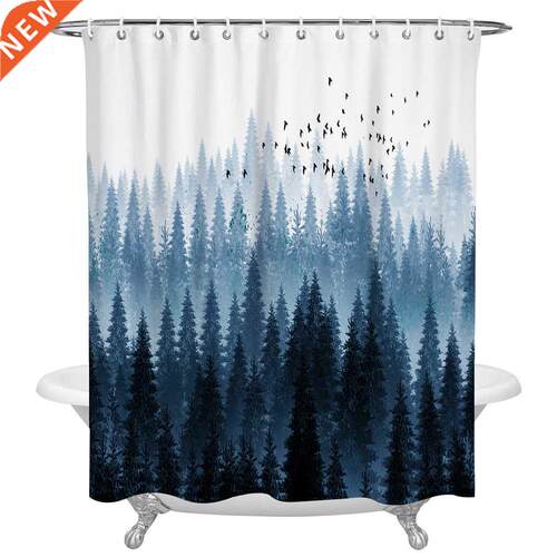 Landscape Coniferous Forest Birds Shower Curtains for