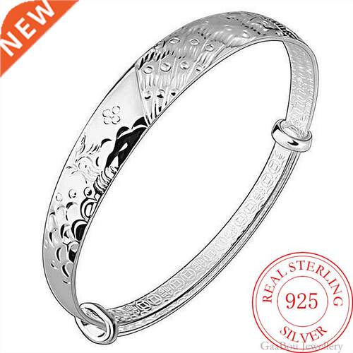 Fashion 925 Stamp Silver Color Woman Animal Cuff Bracelet Pe