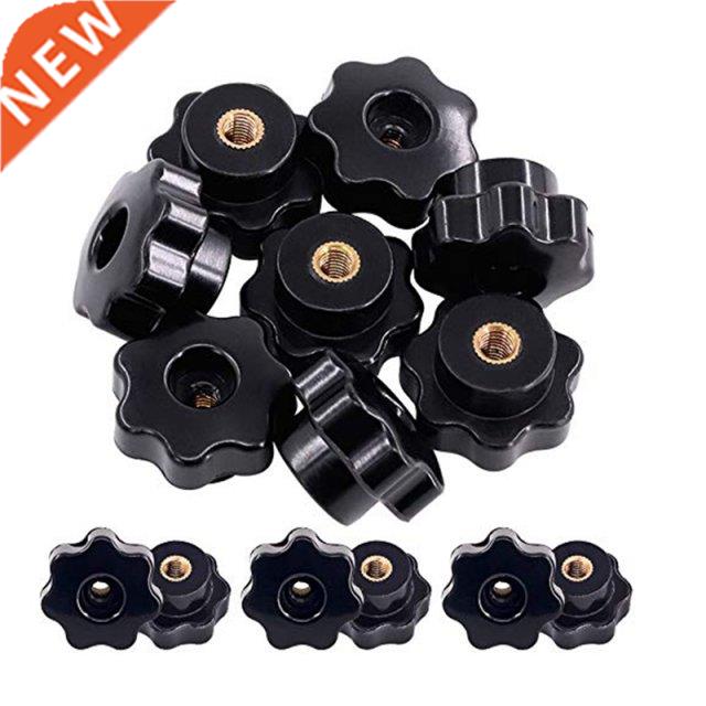 15Pcs M6 Star Knob Clamping Handle Nut Through Hole Set Bras