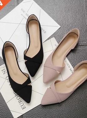 Women's Flat Shoes Pink Black Solid Color Suede Pointed Toe