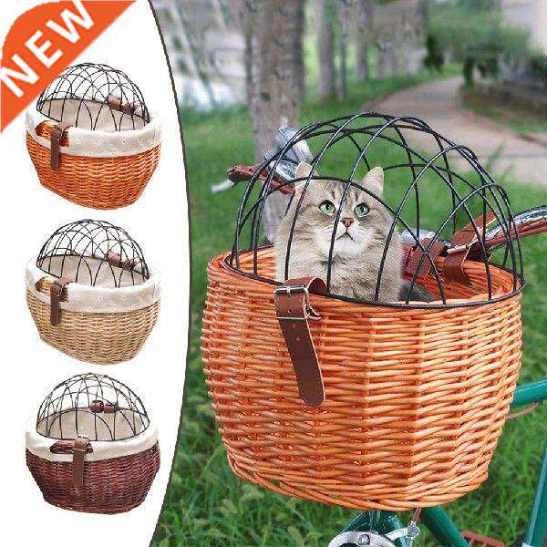 Bike Basket Dog Pet Carry Bag Woven Front Handlebar Wicker - 实物图