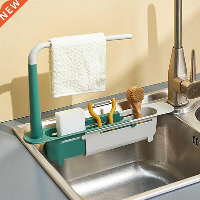 Telescopic Sink Shelf Orgnizer Sop Towel Sponge Holder
