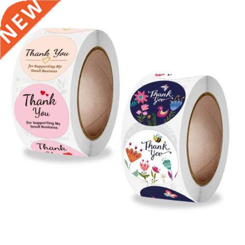 500pcs Floral Thank You Stickers Handmade Round Seal Labels