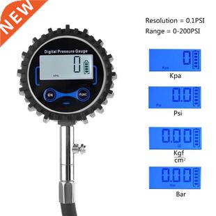 Digital Tire Pressure Gauge 200 PSI Interchangeable Air Chuc