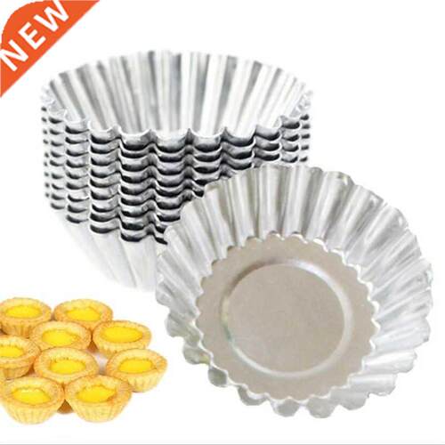 10 pcs Reusable Silver Stainless Steel Cupcake Egg Tart Mold