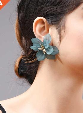 Wuli & baby Hyperbole Flower Earrings Women Acrylic Big