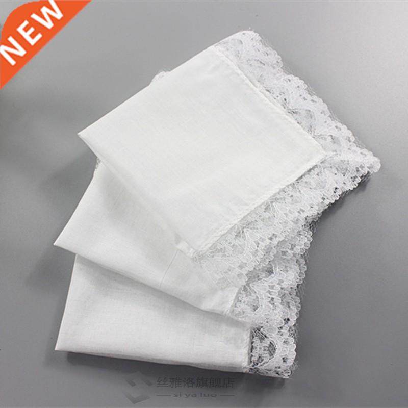 5pcs wedding white square pocket wo lace handkerchief cotto