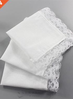 5pcs Wedding White Square Pocket Wo Lace Handkerchief Cotto