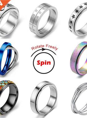Rotate Freely Spinning Stainless Steel Anxiety Ring For Wome