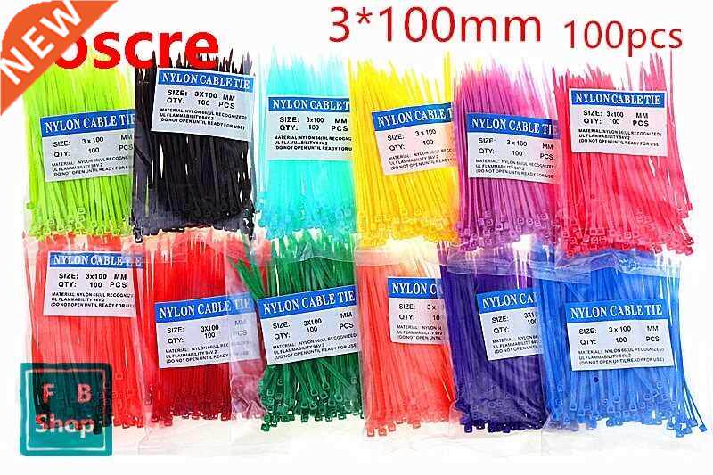 100pcs 3*100mm Cable Tie Colorful Self-Locking Nylon Wiring