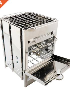 Portable Grill Rack Stainless Steel Stove Pan Camping Roaste