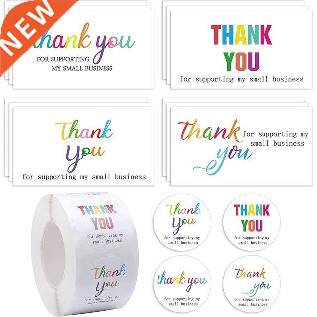 500PCS/Roll Thank You Stickers 50PCS Thanks Greeting Cards F