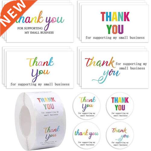 500PCS/Roll Thank You Stickers 50PCS Thanks Greeting Cards F