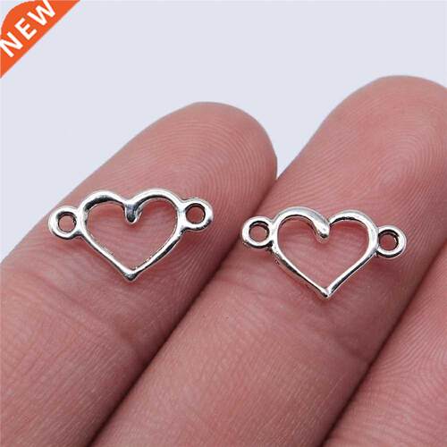 WYSIWYG 40pcs 15x9mm Antique Silver Color Hollow Heart Conne