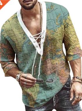 Dhope Men's Fashon Hppe Lnen Shrt Casual Mddle Sleeve