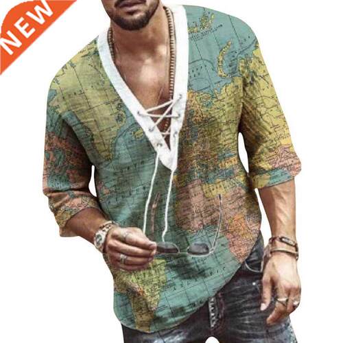 Dhope Men's Fashon Hppe Lnen Shrt Casual Mddle Sleeve