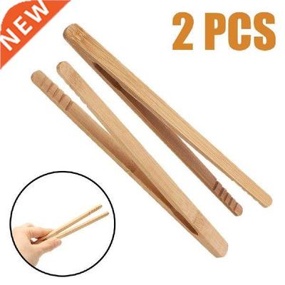 2Pcs Bamboo Wooden Tea Clip Bamboo Kitchen Salad Food Toast