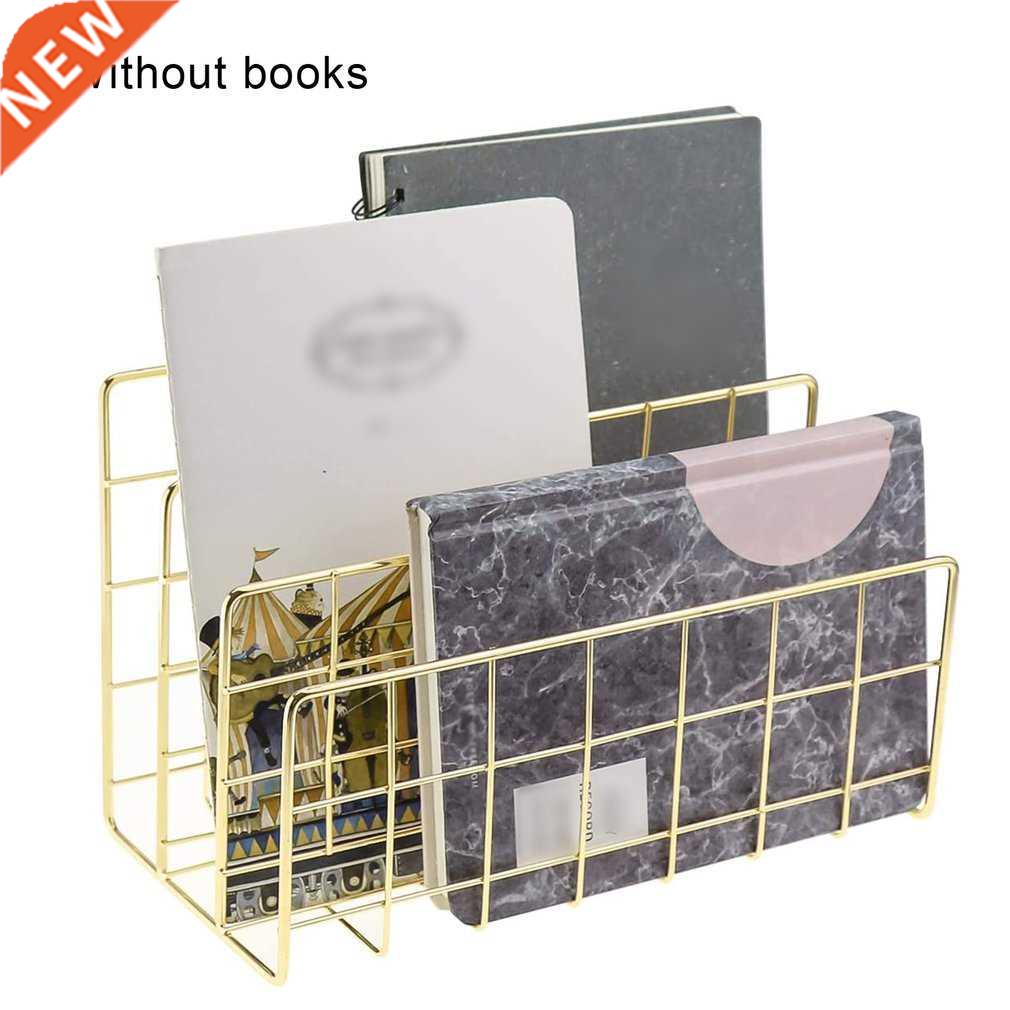 Durable and Convenient Wrought Iron Metal Three Grid Bookshe