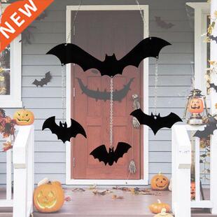 Wrought Bat Halloween Iron Hanging Decoration Black