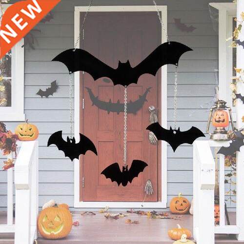 Halloween Wrought Iron Bat Decoration Black Bat Hanging