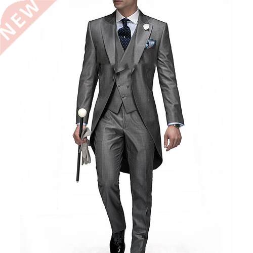New Arrival Formal Men Tailcoats Grey Wedding Suits For Men