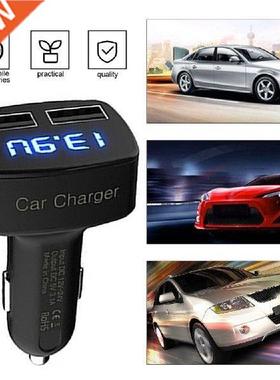 New 4-in-1 Dual USB Car Charger Digital LED Display DC 5V