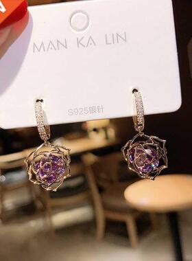 East gate rose zircon earring buckle South Korean high sense