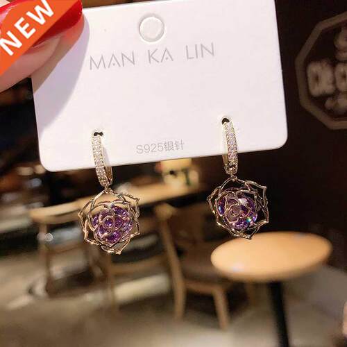 East gate rose zircon earring buckle South Korean high sense