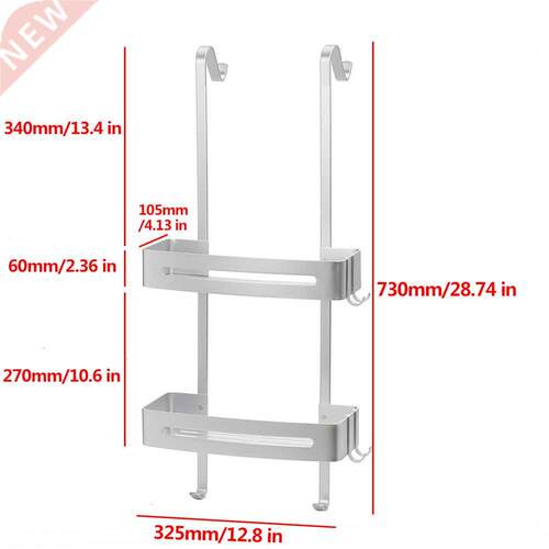 Black Silver Hanging Bath Shelves Bathroom Shelf Organizer N