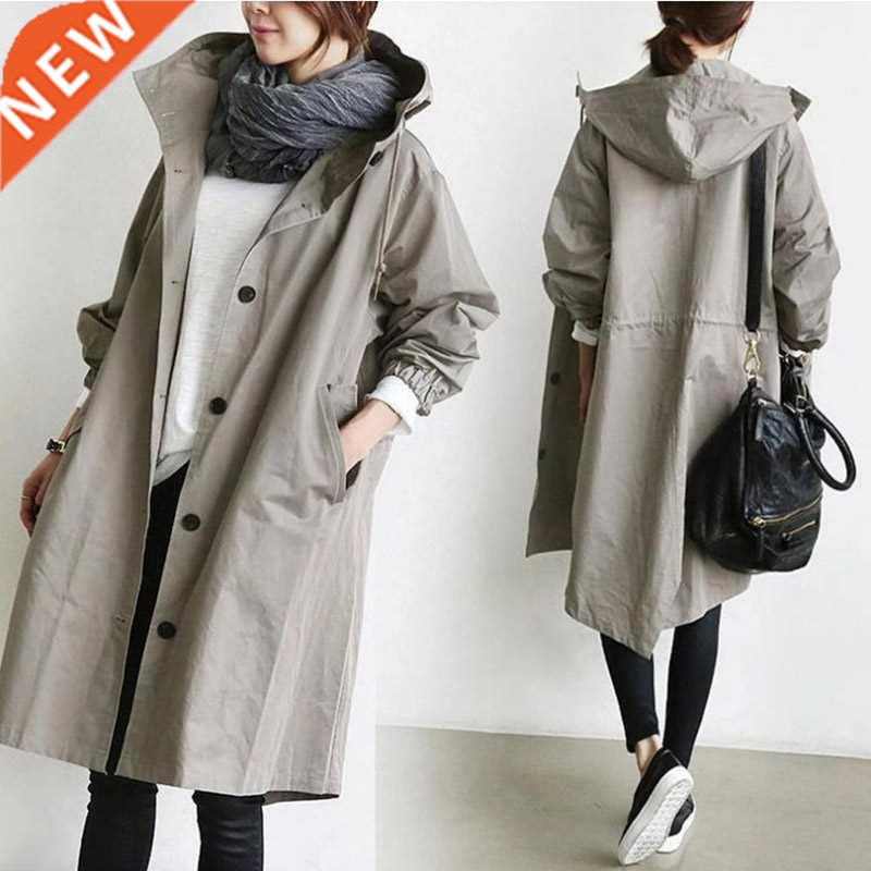 Fashion Womens nch Coats Hooded Long 2021 Spring Autumn Wind