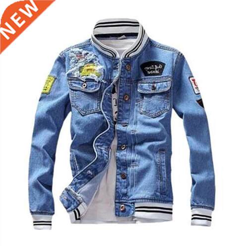 Male Sreetwear Men Loose Jean Coats Zipper New Fashion Mens