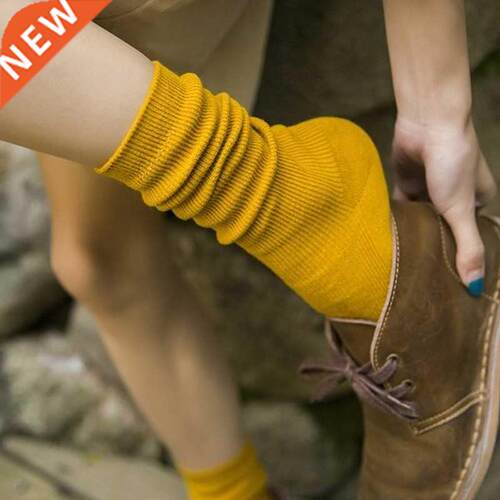 Japanese Style High School Girls High Socks Cotton Solid Col