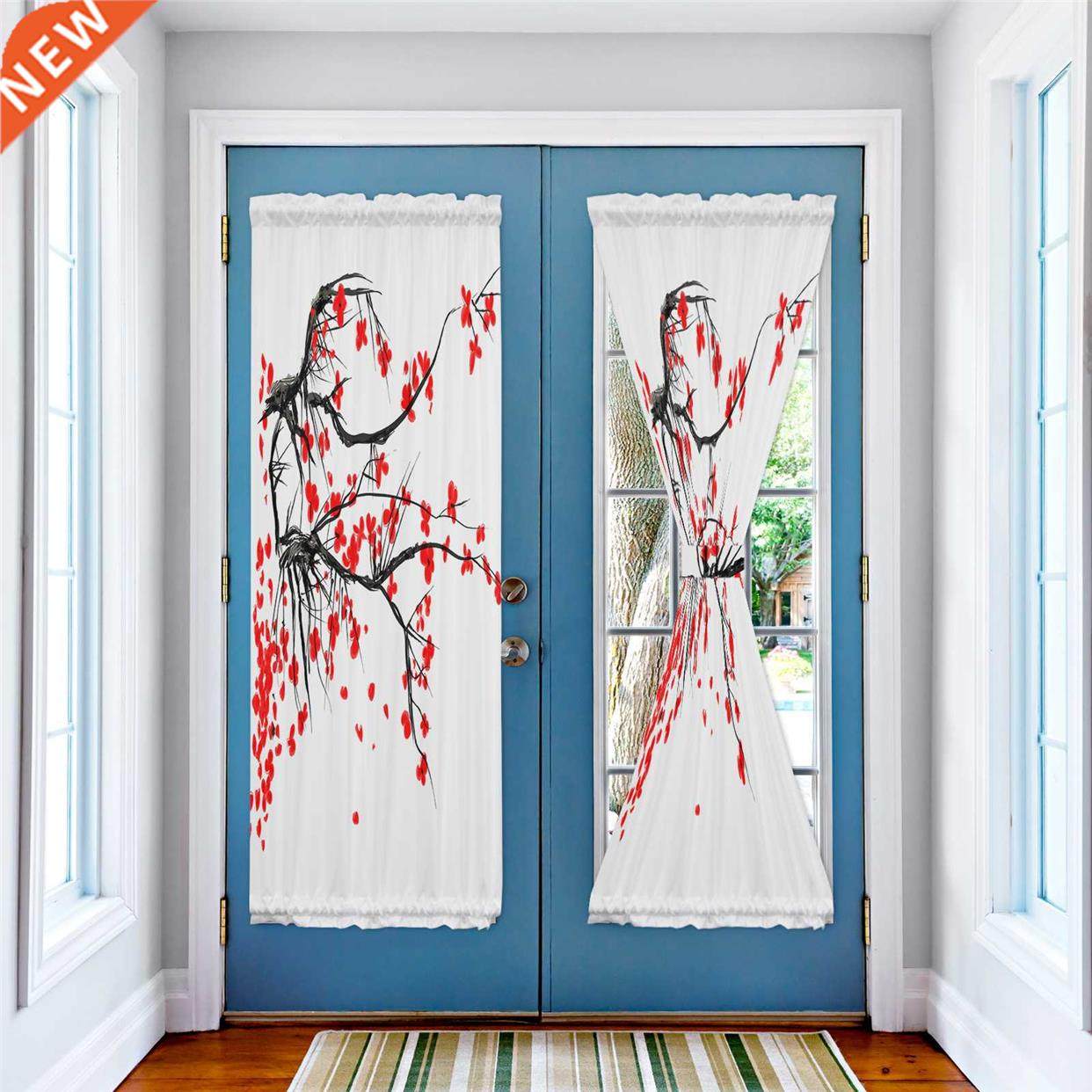 red cherry blossoms flower blinds curtains for living room