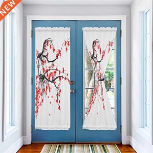 Red Cherry Blossoms Flower Blinds Curtains for Living Room