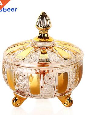 Electroplated Gold European Transparent Glass Sugar Bowl