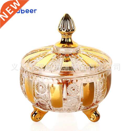 Electroplated Gold European Transparent Glass Sugar Bowl