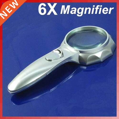 Portable Handheld 6 LED Light 6X 65MM Magnifying Glass Readi