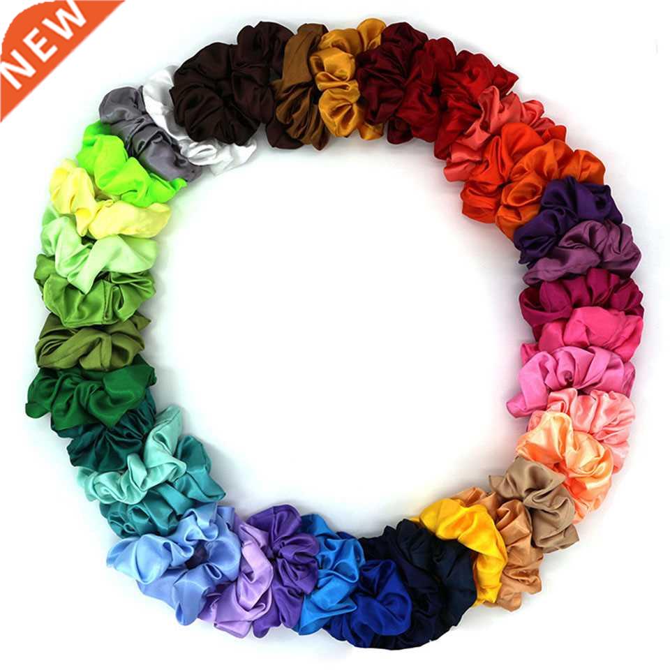 36 Colors Satin Silk Scrunchie For Women Girls Elastic Hair