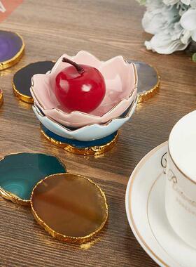 Crystal AGATE SLAB Amethyst Mineral Coaster Electroplated