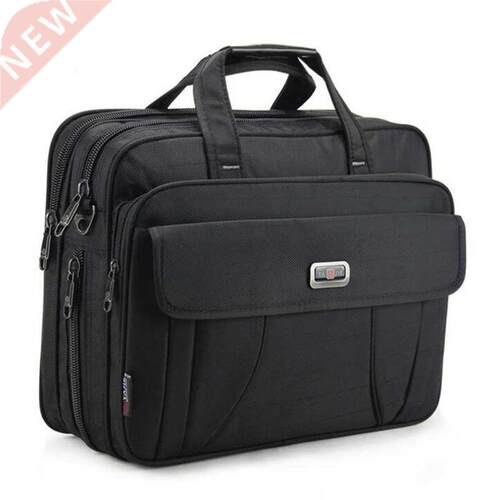 Large Black Briefcase Business Men Shoulder Bags 15.6 Inches