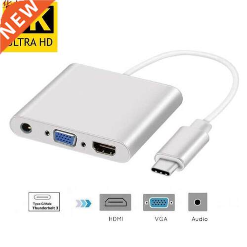 Type C 3.1 to HDMI VGA Converter with 3.5mm Audio Port USBC