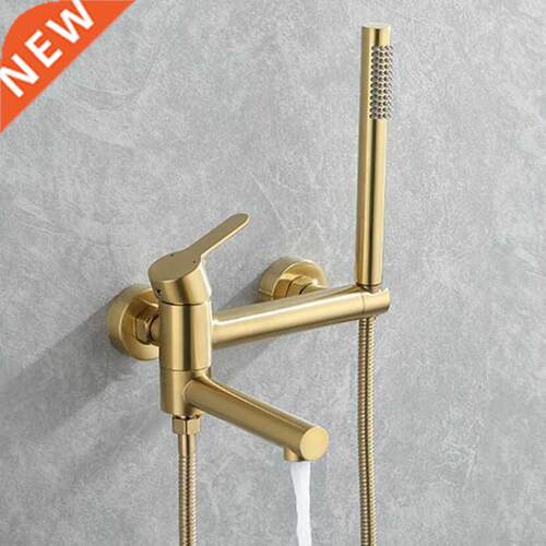 Brushed Gold Bathtub Faucet Wall Mounted Waterfall Bath Show