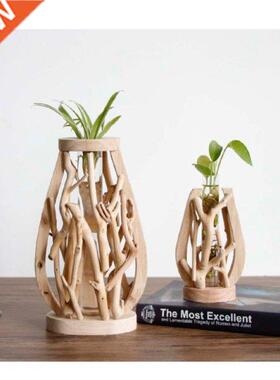 Fashionable Countertop Vase Bedside Table Wooden Transparent