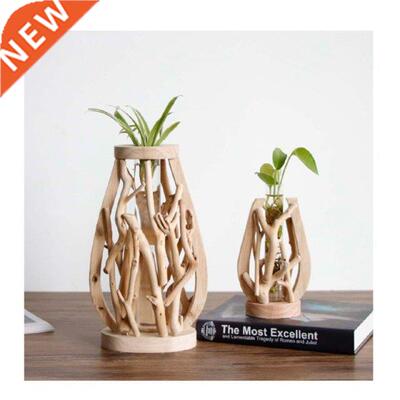 Fashionable Countertop Vase Bedside Table Wooden Transparent