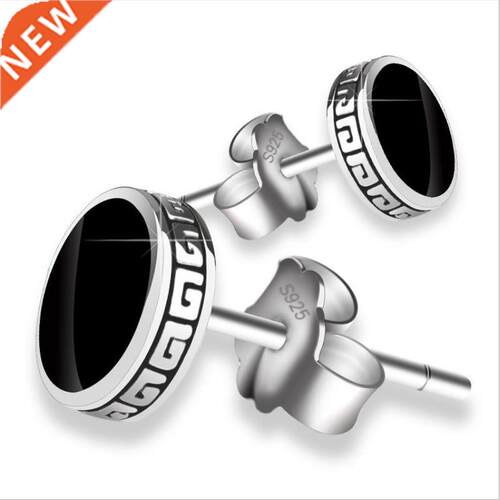 ndy Men Silver 925 Stud Earrings Jewelry Male Vintage Letter