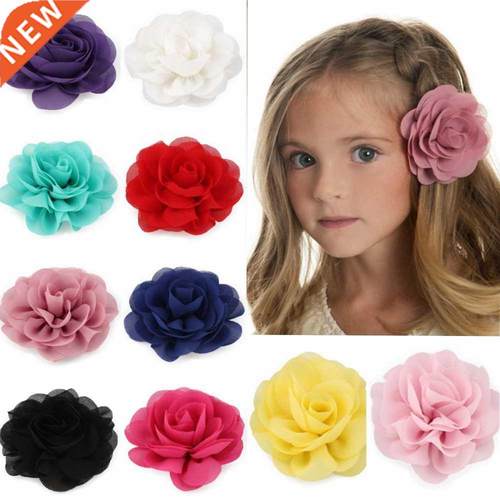Retail 8.5cm Newborn Chiffon Petals Poppy Flower Hair Clips
